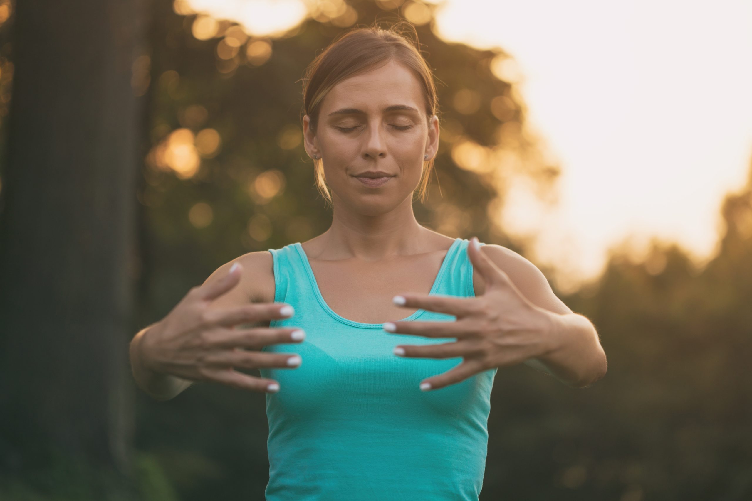 Woman doing qi gong